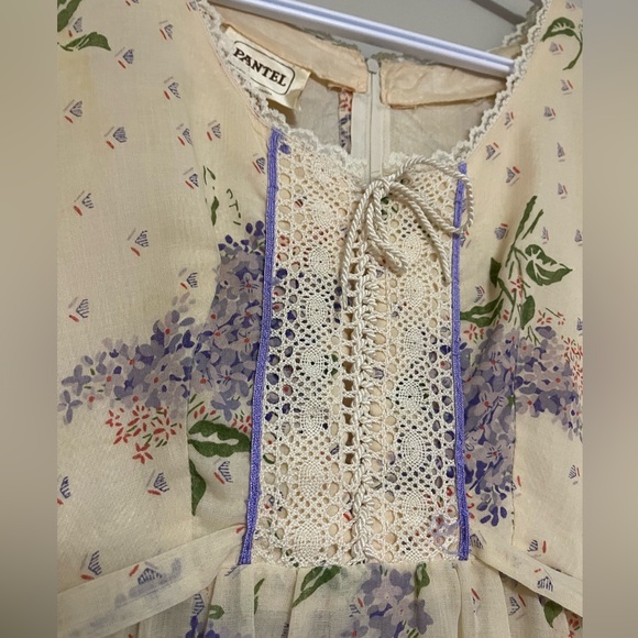 Stunning Vintage Union Made Prairie Boho Romantic Cottagecore Pantel Midi Dress - Picture 7 of 16